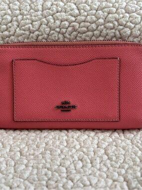 COACH Hot Neon Pink Lemonade Leather Zip Wallet